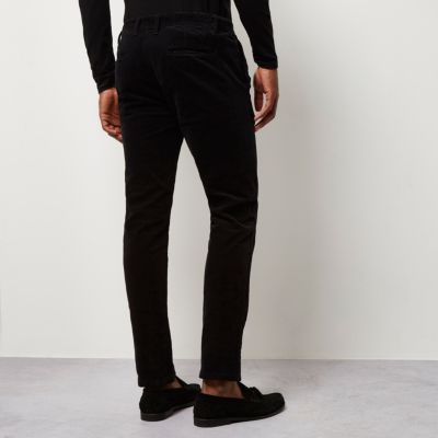Black skinny corduroy chino trousers
